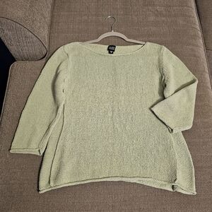 Eileen Fisher Soft Light Green Knit Casual Coastal Cozy Knit Sweater Medium
